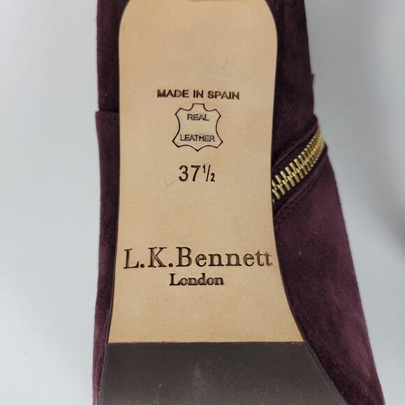 LK Bennett Doris Womens Boots Size 37.5 Purple Suede Stiletto Ankle Booties NEW - Picture 13 of 14